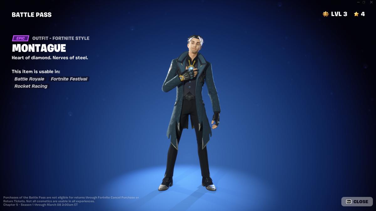 Fortnite Chapter 5 Battle Pass Montague skin